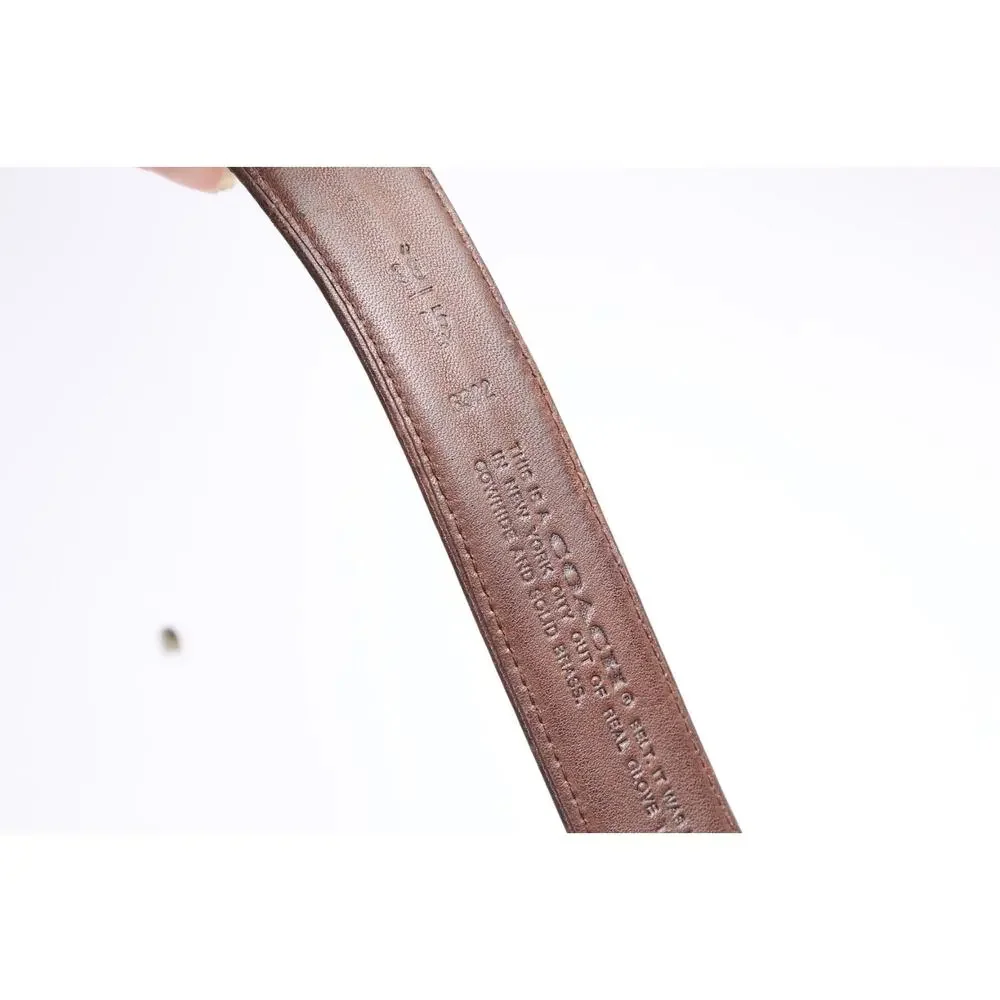 Coach Brown Leather Belt Size 38 / 95 Brass Buckle Classic Luxury Minimalist - Picture 13 of 16
